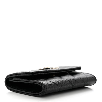 Chanel Caviar Quilted Crystal Enamel CC Flap Card Holder Black 4 of 8