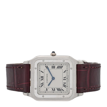 Cartier Platinum Alligator 27mm Santos Dumont Quartz Watch Burgundy 2 of 4