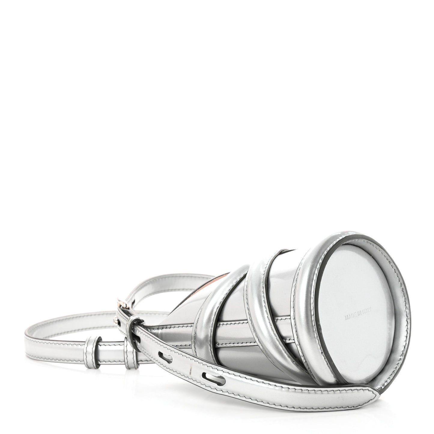 Metallic Calfskin The Curve Mini Shoulder Bag Silver
