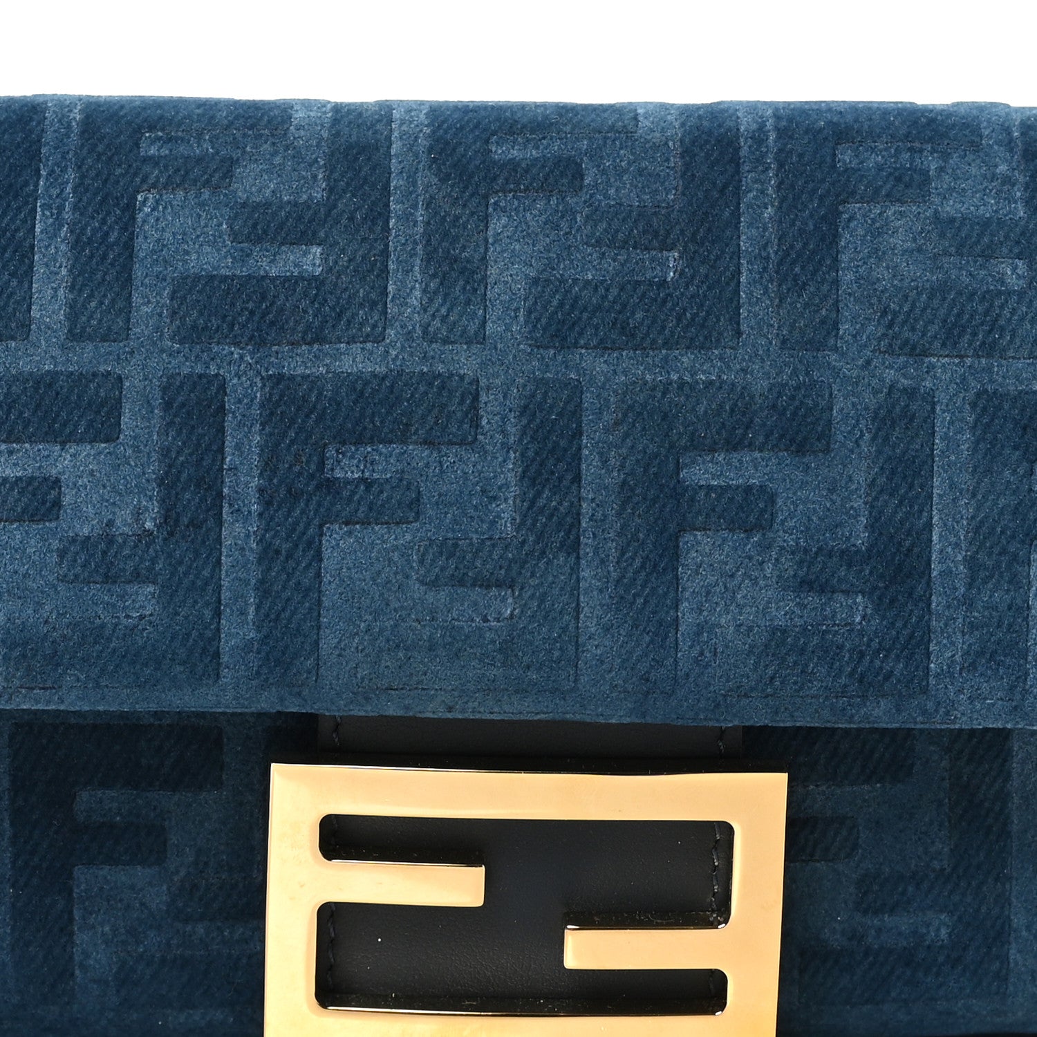 Fendi Flocked Denim FF Mini Baguette Blue Abyss 8 of 10