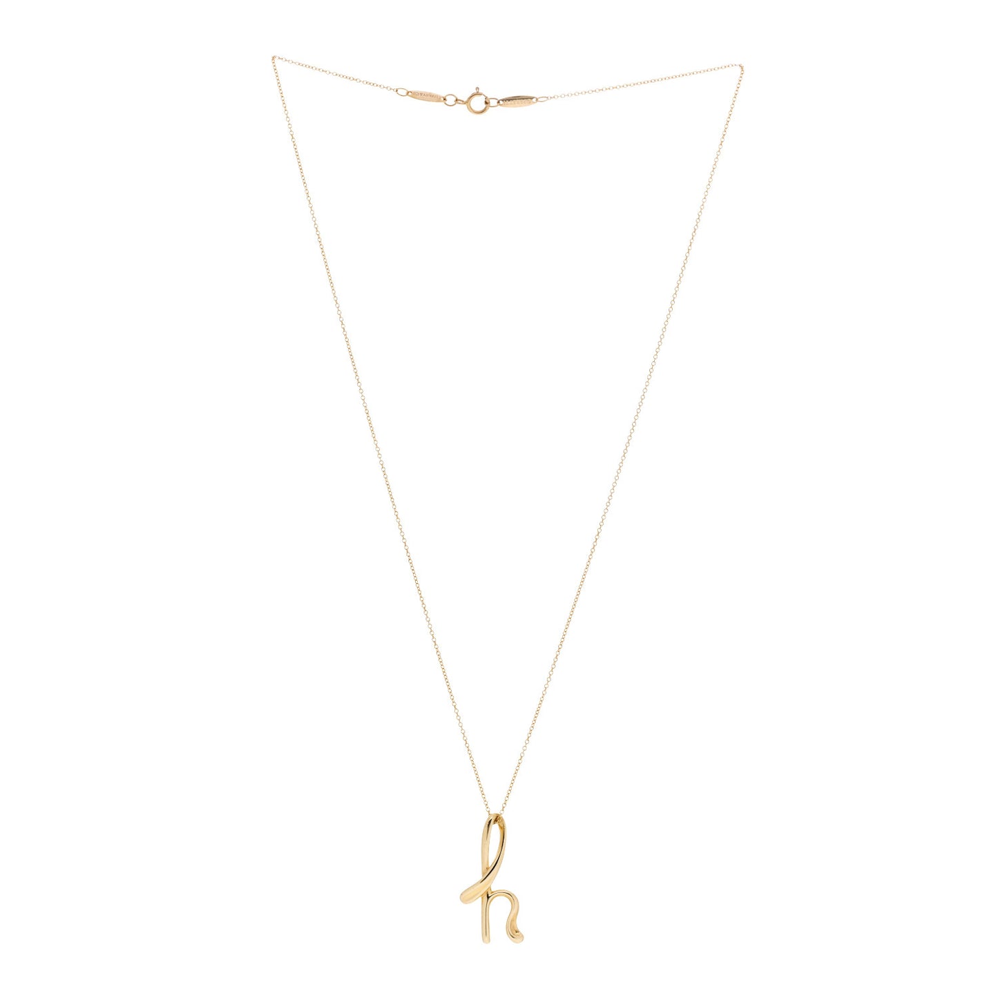 18K Yellow Gold Elsa Peretti Letter H Pendant Necklace