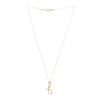 Tiffany 18K Yellow Gold Elsa Peretti Letter H Pendant Necklace 3 of 6