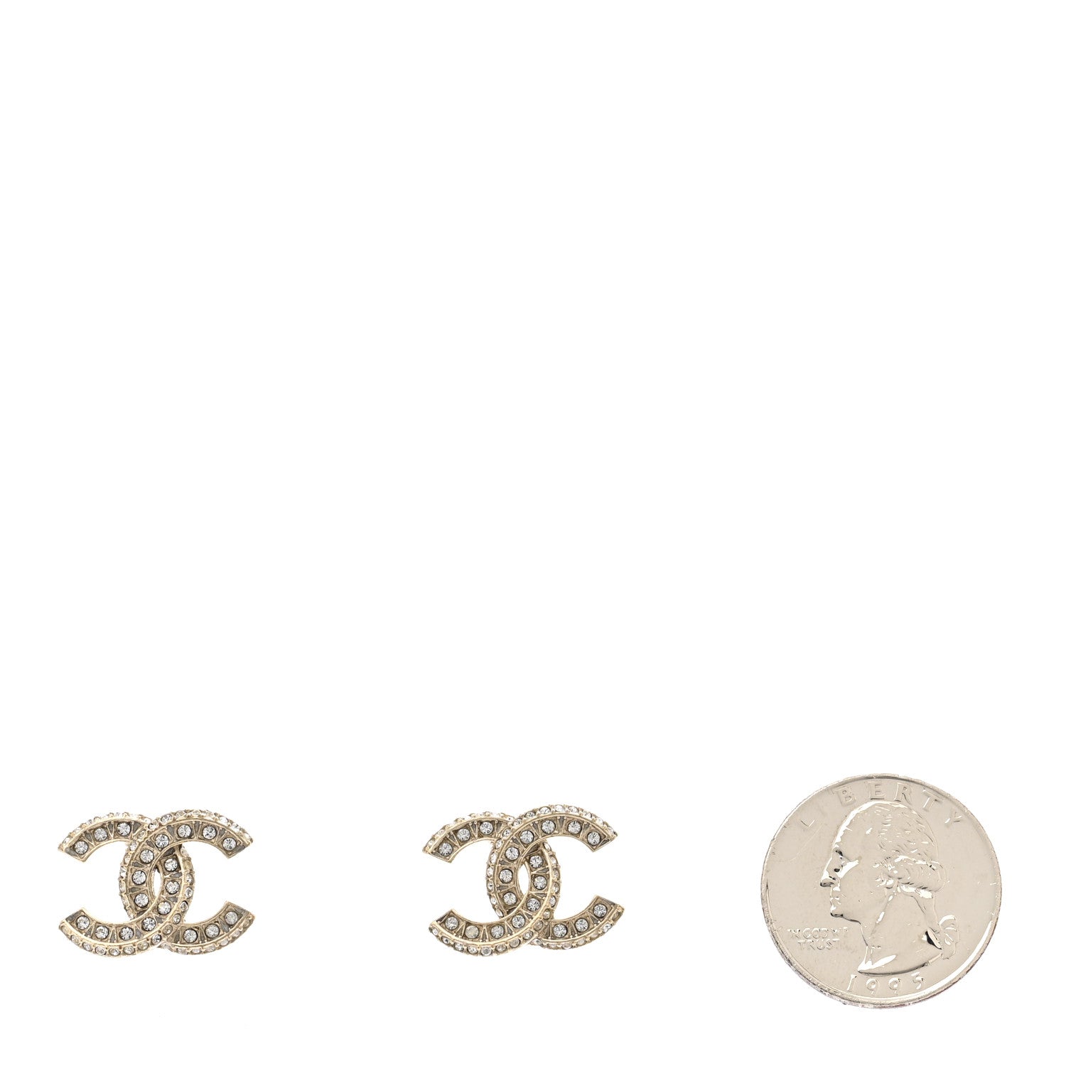Chanel Crystal Timeless CC Earrings Light Gold 2 of 5