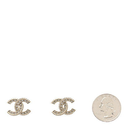 Chanel Crystal Timeless CC Earrings Light Gold 2 of 5