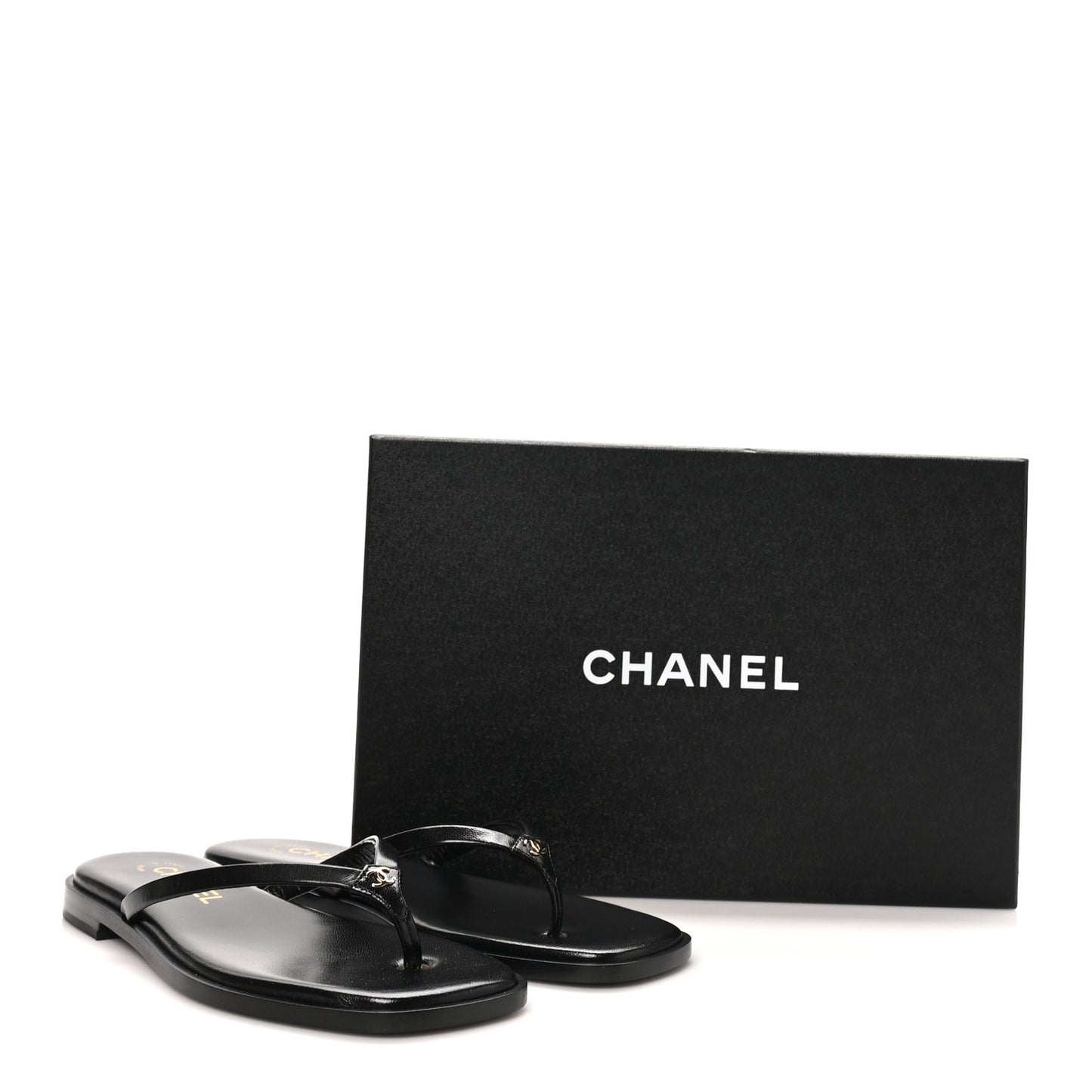 Goatskin CC Times Square Thong Sandals 37 Black