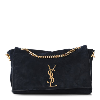 Saint Laurent Smooth Calfskin Suede Medium Reversible Monogram Kate Satchel Navy 11 of 17