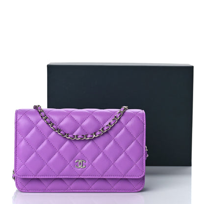 Chanel Lambskin Quilted Wallet On Chain WOC Light Purple 11 of 11