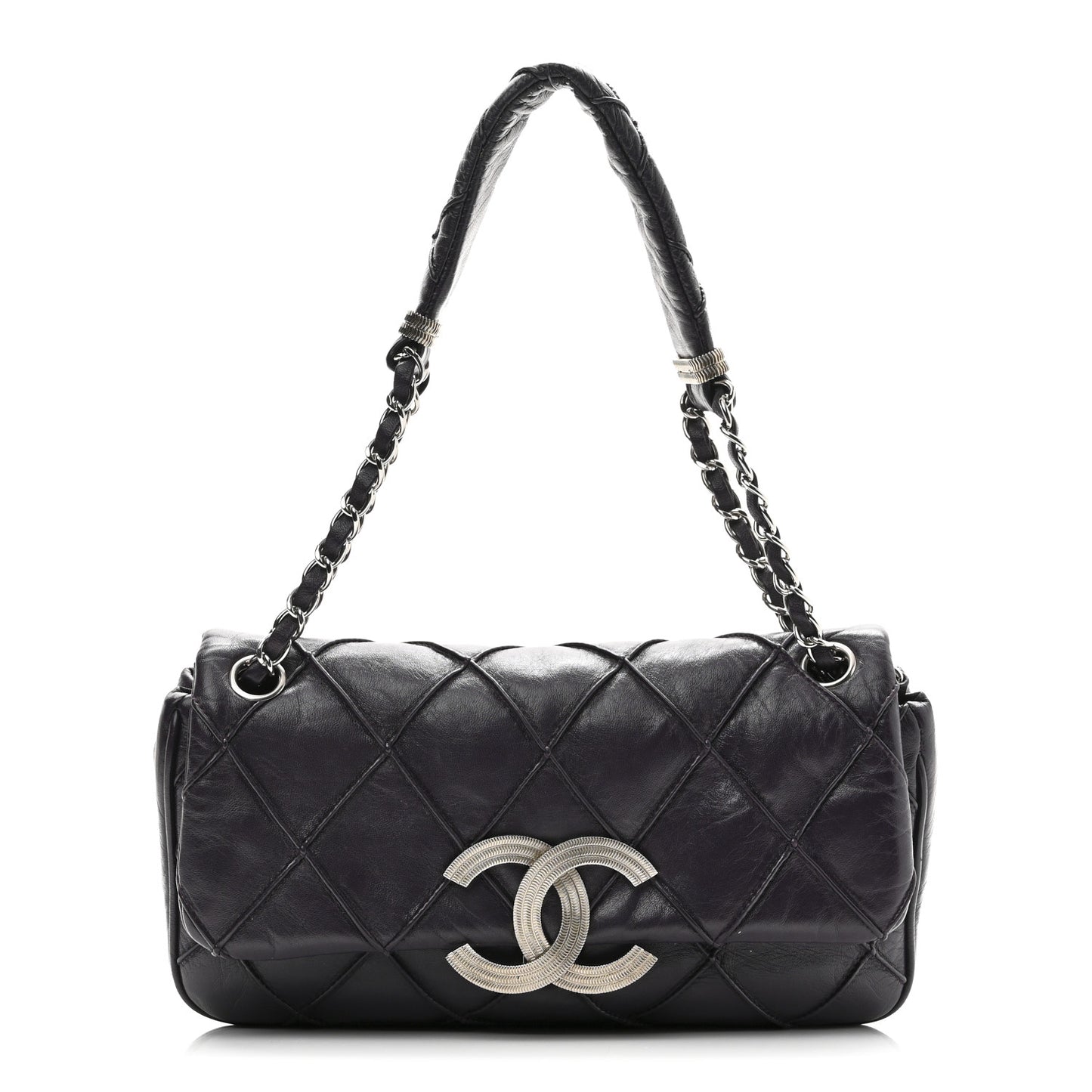 Lambskin Quilted Giant CC Flap Shoulder Bag Purple