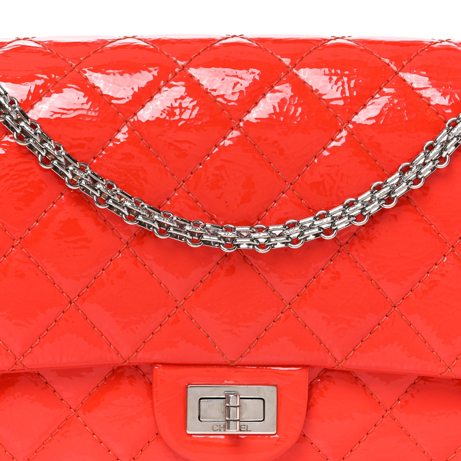 Chanel Distressed Patent Quilted 2.55 Reissue Flap Red 8 of 10