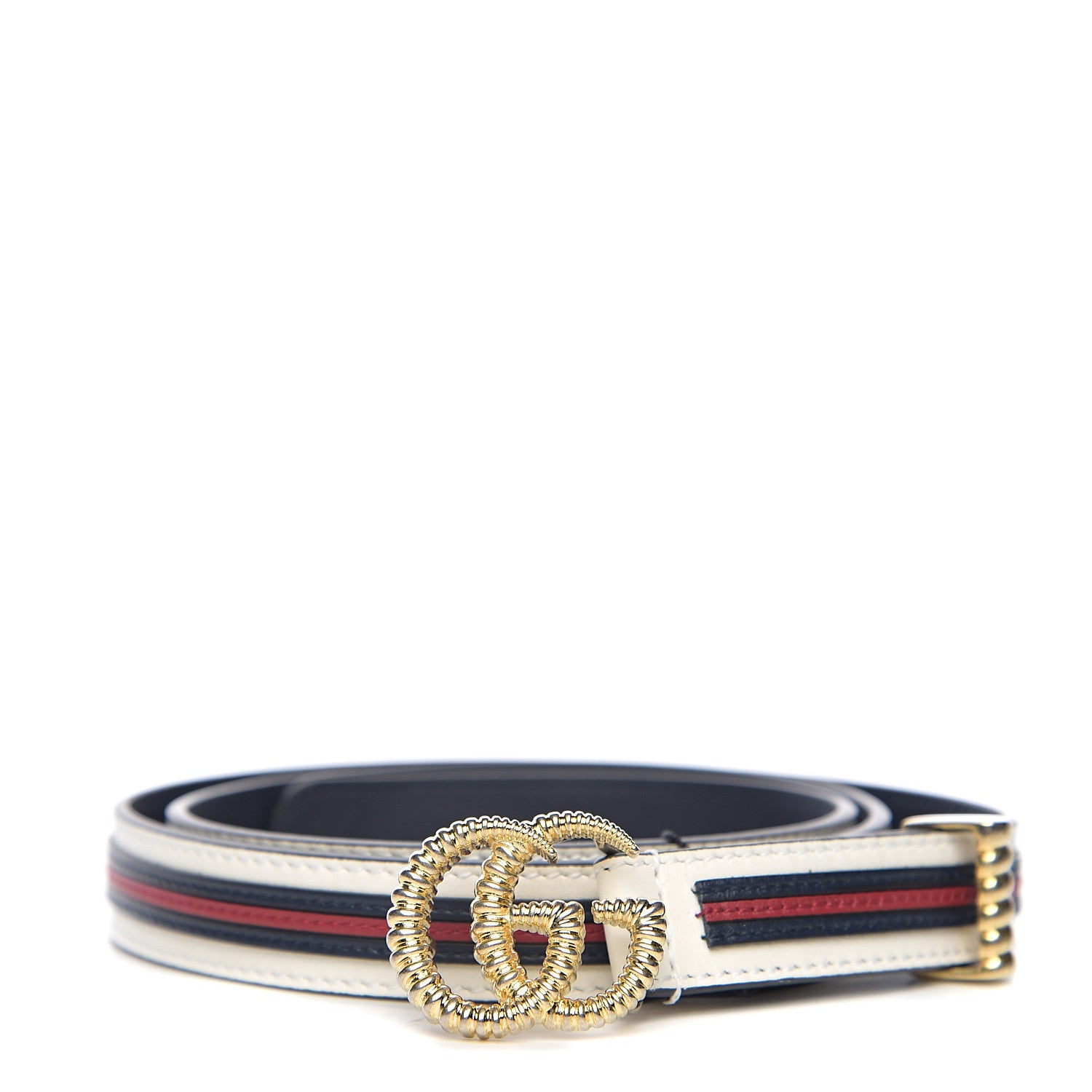 Gucci Calfskin 20mm Torchon Double G Sylvie Belt 85 34 Off White Blue Red 1 of 5