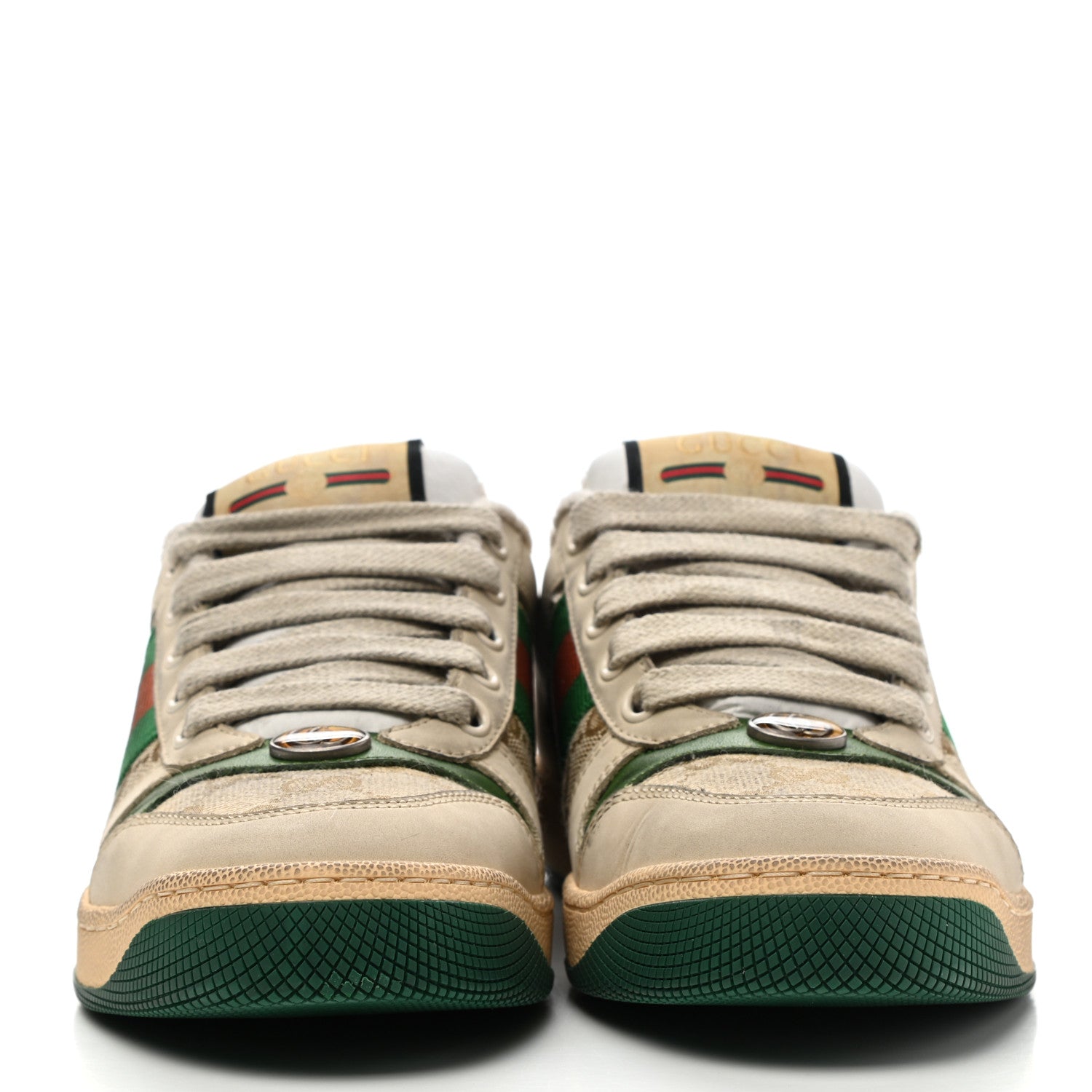 Gucci GG Monogram Nubuck Web Womens Screener Sneakers 35.5 New Sand Dusty Milk Vintage Green 2 of 11