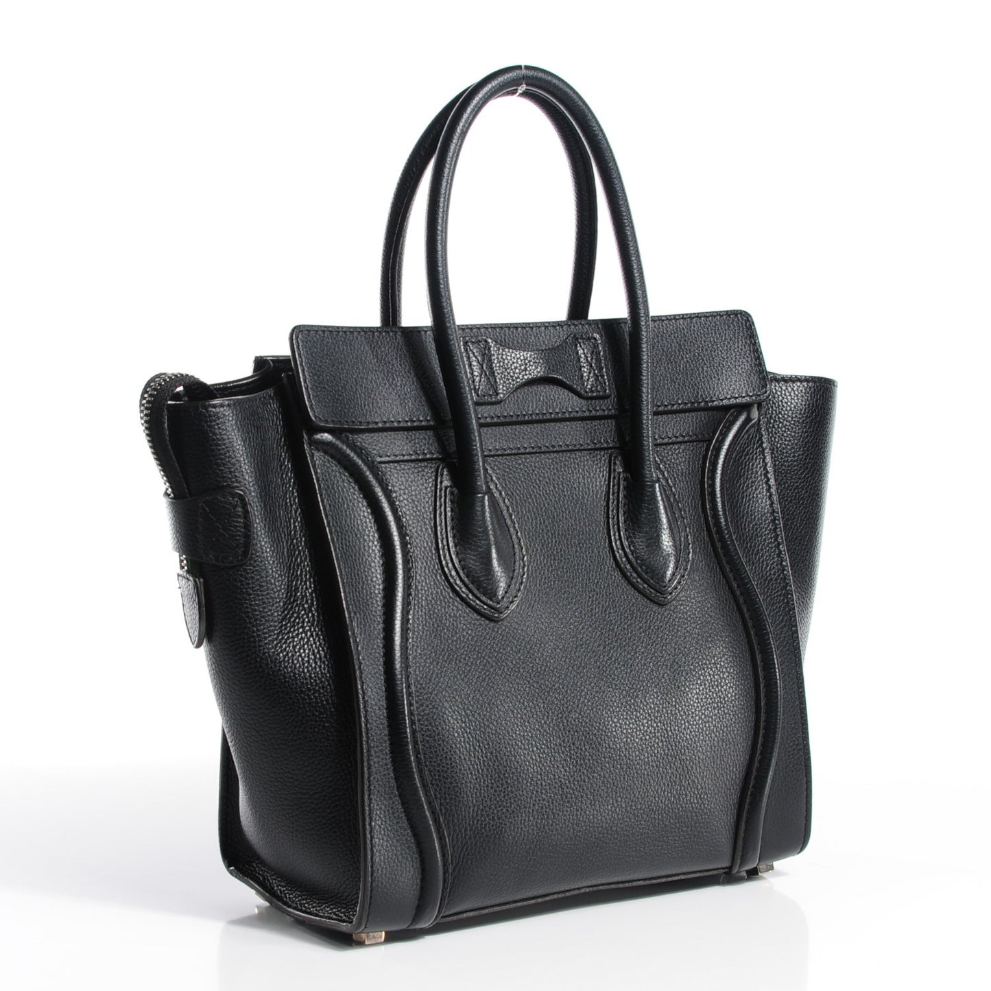 Drummed Calfskin Micro Luggage Black
