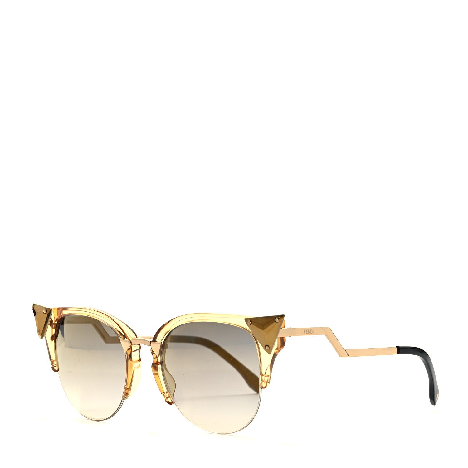 Fendi Metal Iridia Cat Eye Sunglasses FF 0041/S Gold 1 of 7