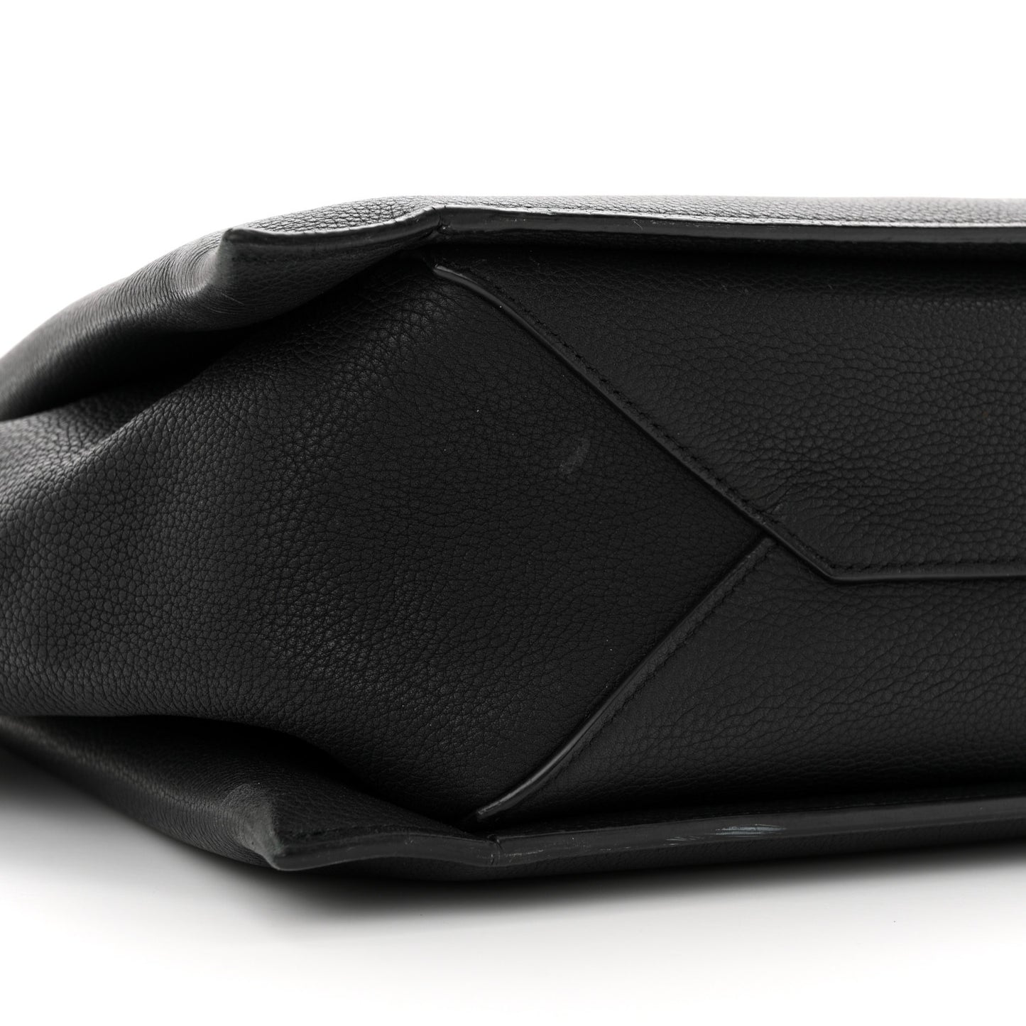 Baby Grained Calfskin Medium Tri-Fold Bag Black