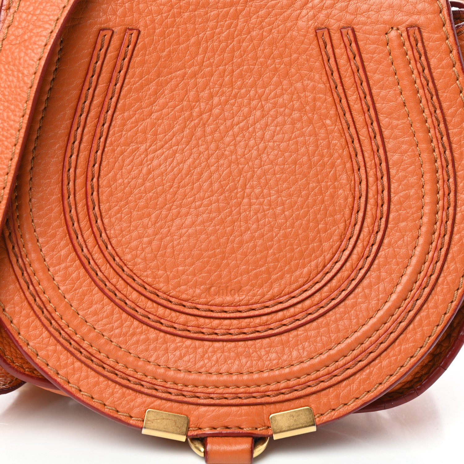 Chloe Calfskin Mini Marcie Round Crossbody Bag Orange 7 of 9