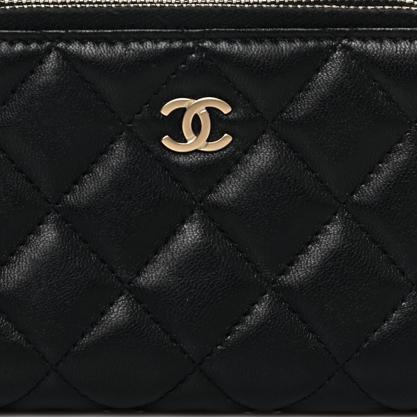 Quilted Medium Gusset Double Zip Around Black