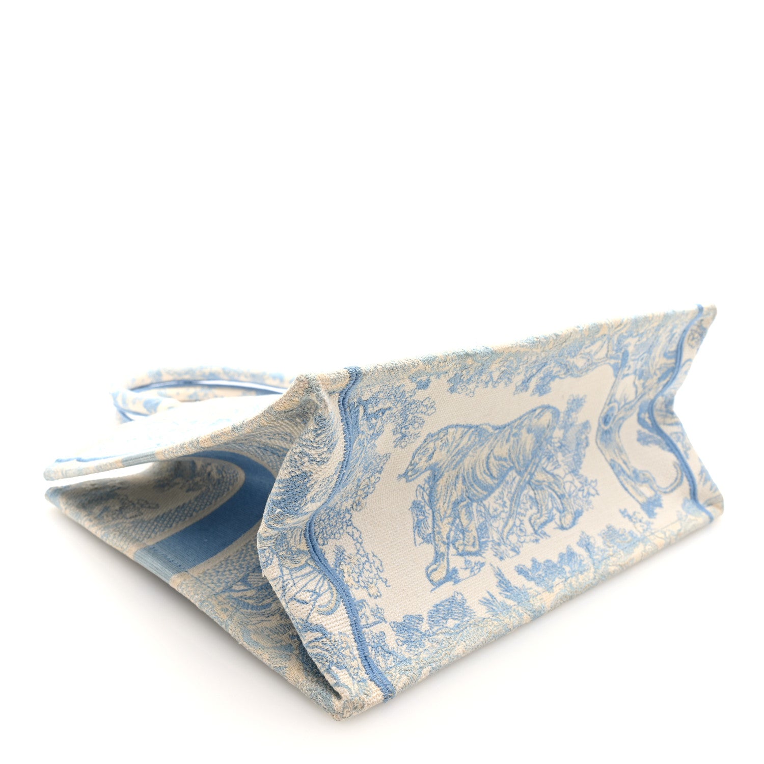 Christian Dior Canvas Embroidered Medium Dioriviera Toile De Jouy Book Tote Light Blue 4 of 9