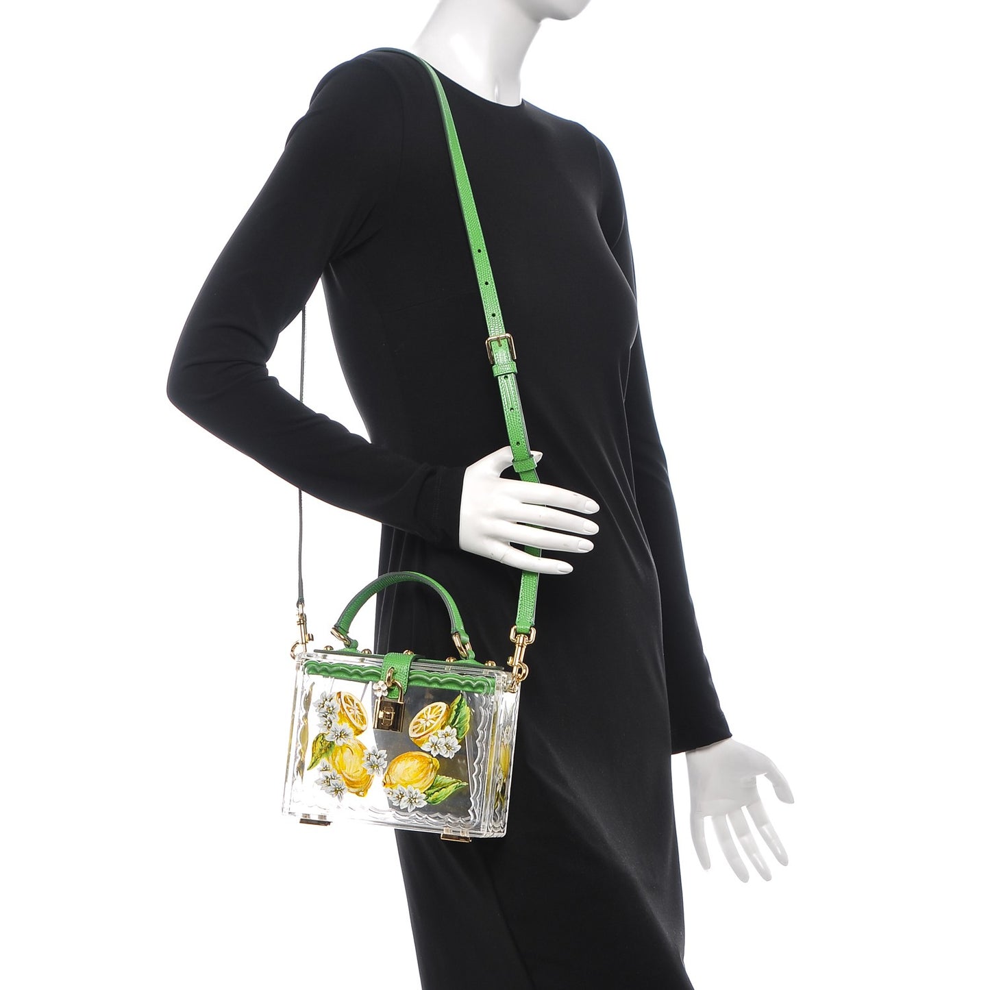 Plexiglass Hand Painted Lemon Shoulder Bag Green