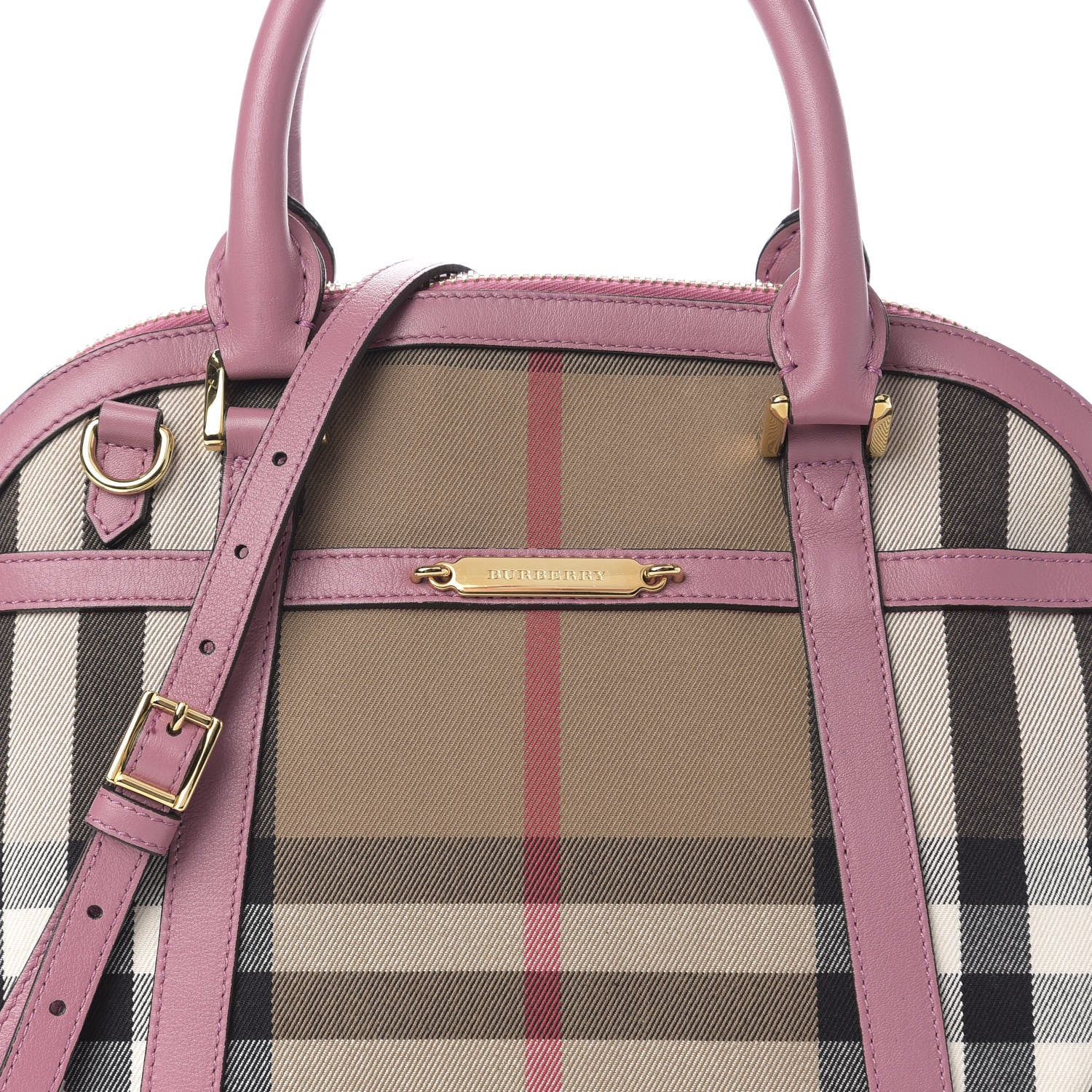 Burberry Bridle Calfskin House Check Small Orchard Bowling Bag Pink 11 of 11