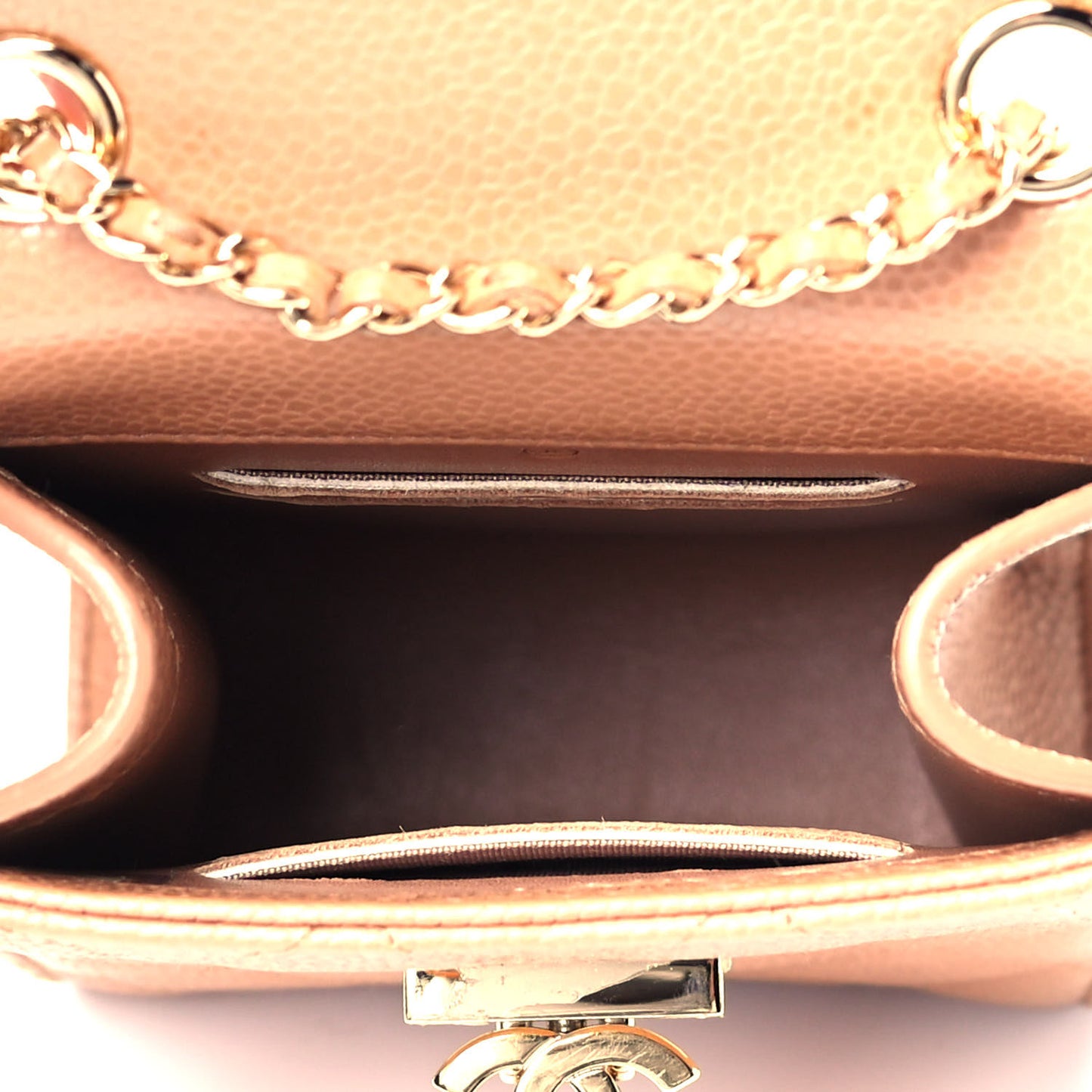 Caviar Quilted Golden Class Phone Holder Beige