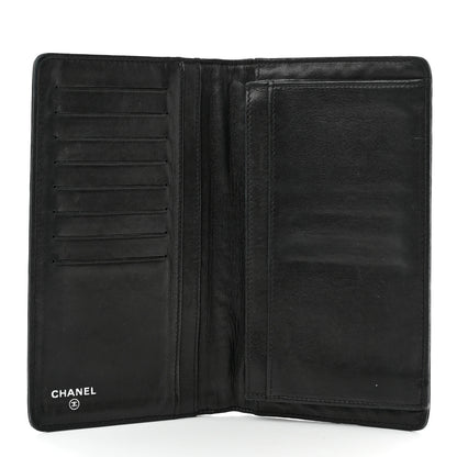 Chanel Lambskin Camellia Embossed Yen Wallet Black 5 of 13