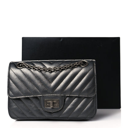 Chanel Metallic Aged Calfskin Chevron Quilted 2.55 Reissue Mini Flap Grey 11 of 11