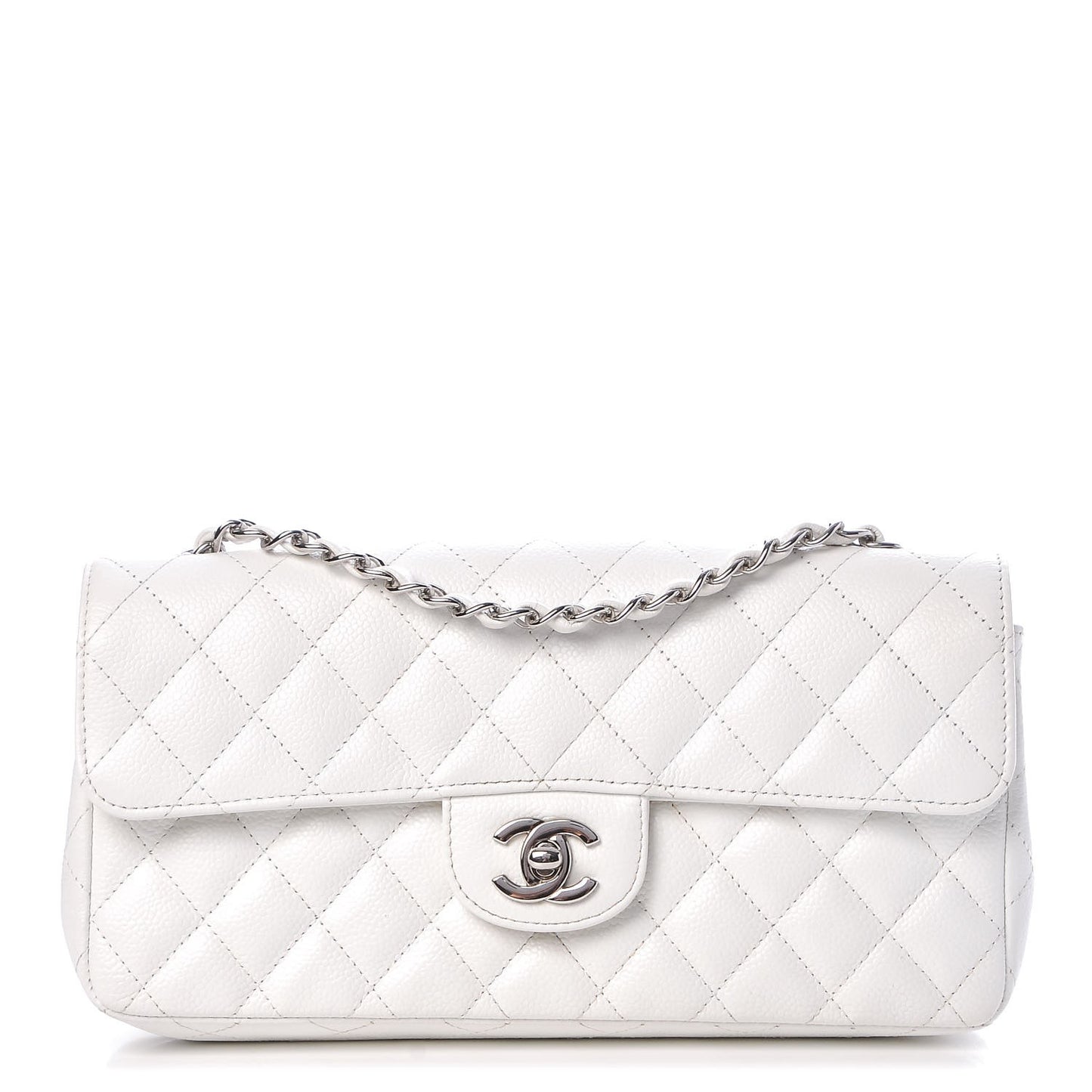 Caviar Quilted East West Flap White
