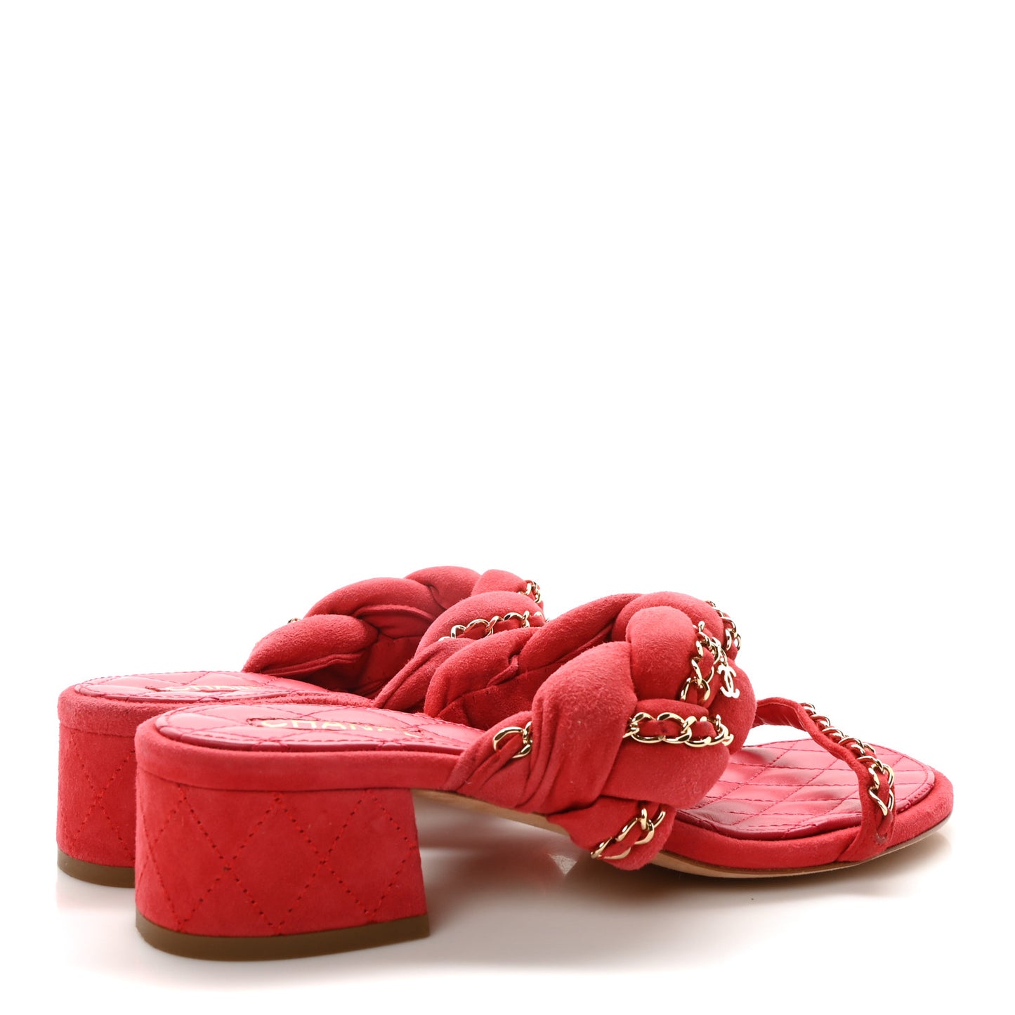 Kid Suede Chain Braided Sandals 38 Red