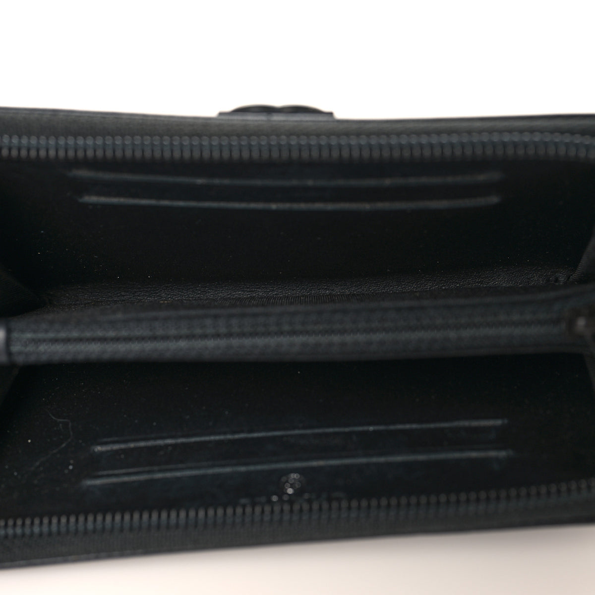 Calfskin Painted Chevron Embossed Small Boy Zip Wallet Black