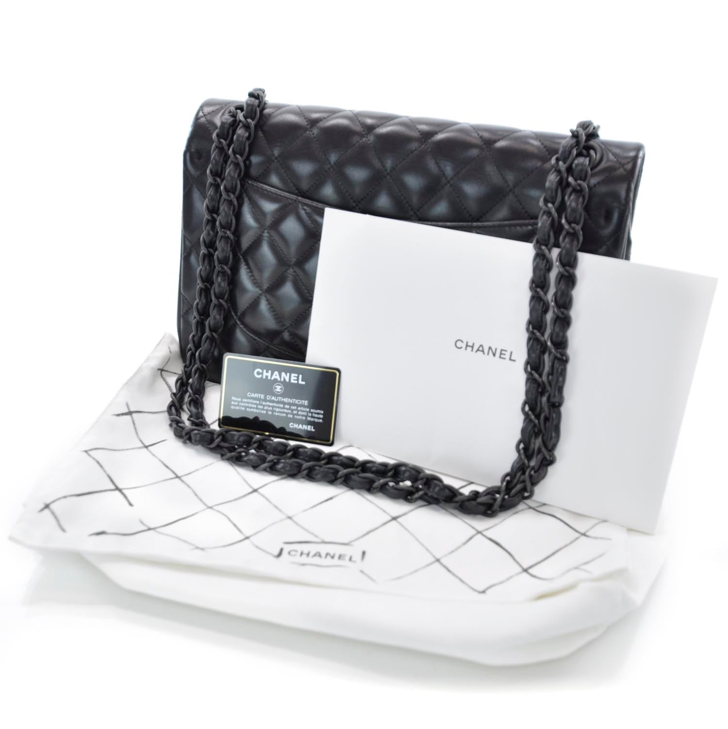 Chanel Lambskin Quilted Jumbo Flap Black BHW 11P 3 of 10
