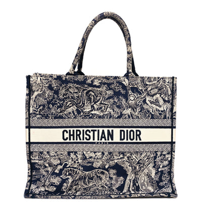 Christian Dior Canvas Embroidered Large Dioriviera Toile De Jouy Reverse Book Tote Blue 1 of 11