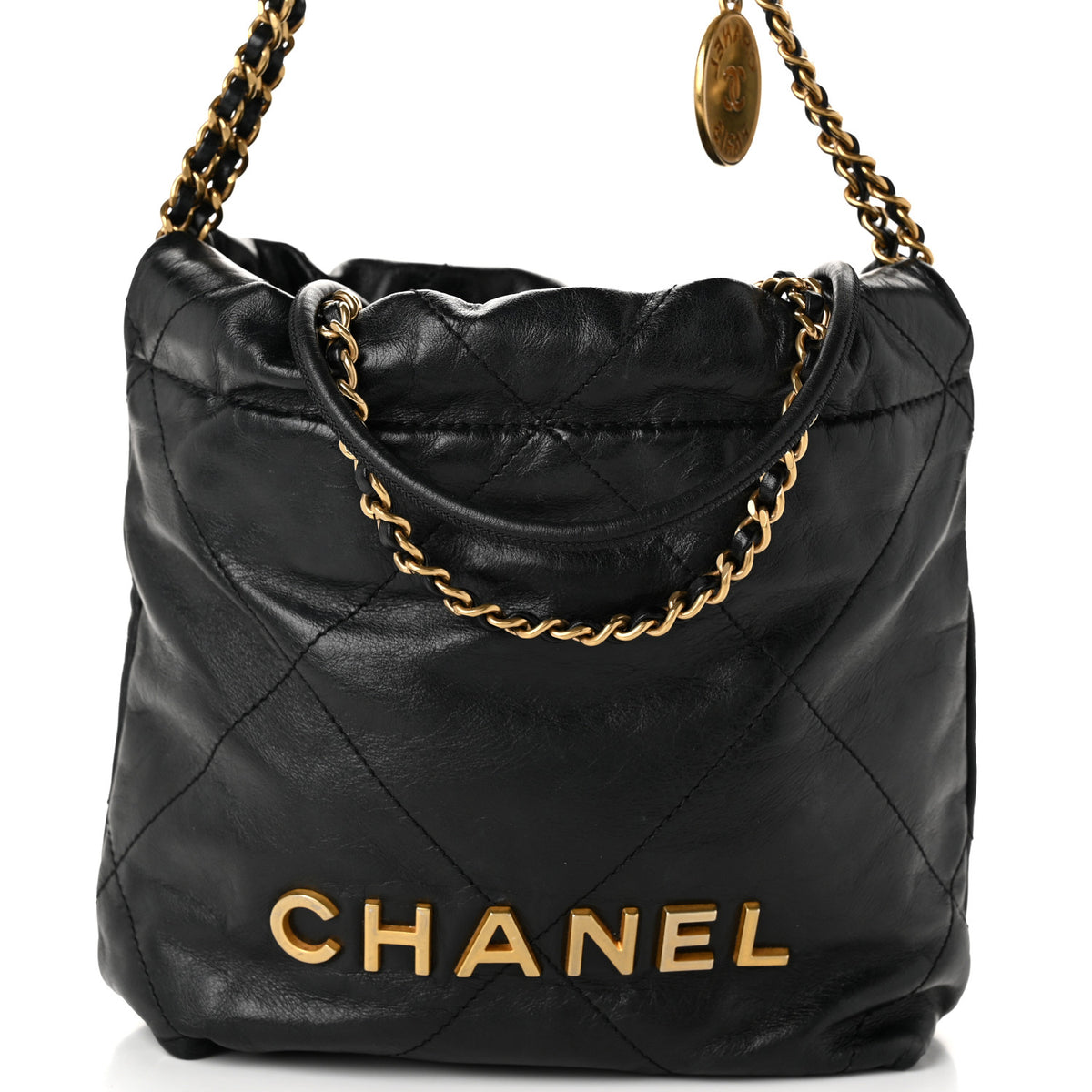 Chanel Shiny Calfskin Quilted Mini Chanel 22 Black 8 of 10