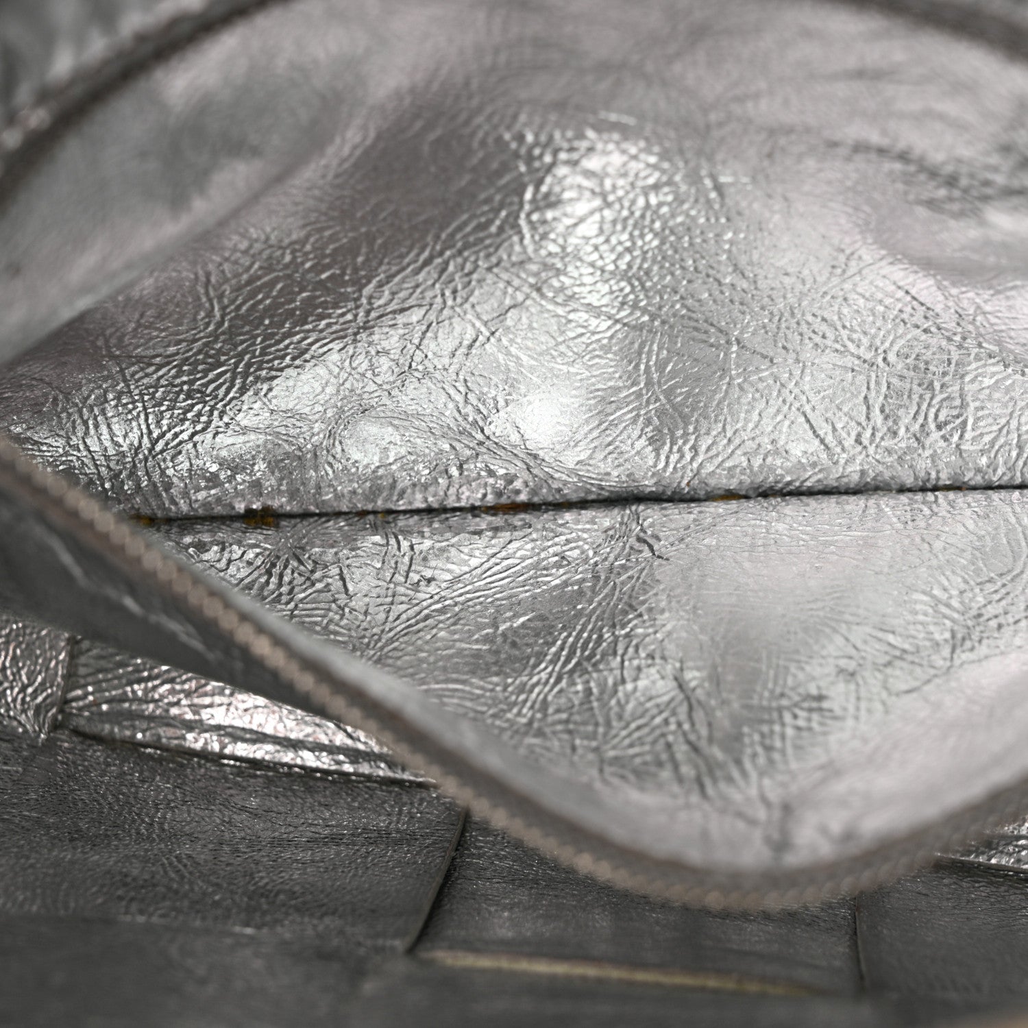 Bottega Veneta Metallic Lambskin Maxi Intrecciato Cassette Crossbody Bag Silver 13 of 13