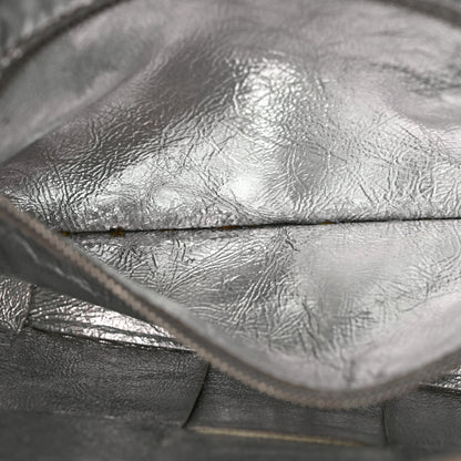 Bottega Veneta Metallic Lambskin Maxi Intrecciato Cassette Crossbody Bag Silver 13 of 13