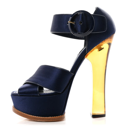Louis Vuitton Satin Florida Platform Sandal  38 Navy 1 of 9