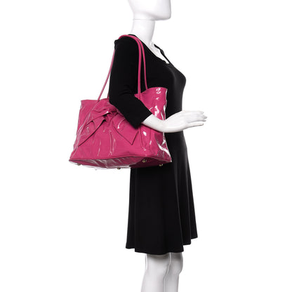 Valentino Garavani Patent Lacca Bow Tote Pop Fuxia 2 of 12