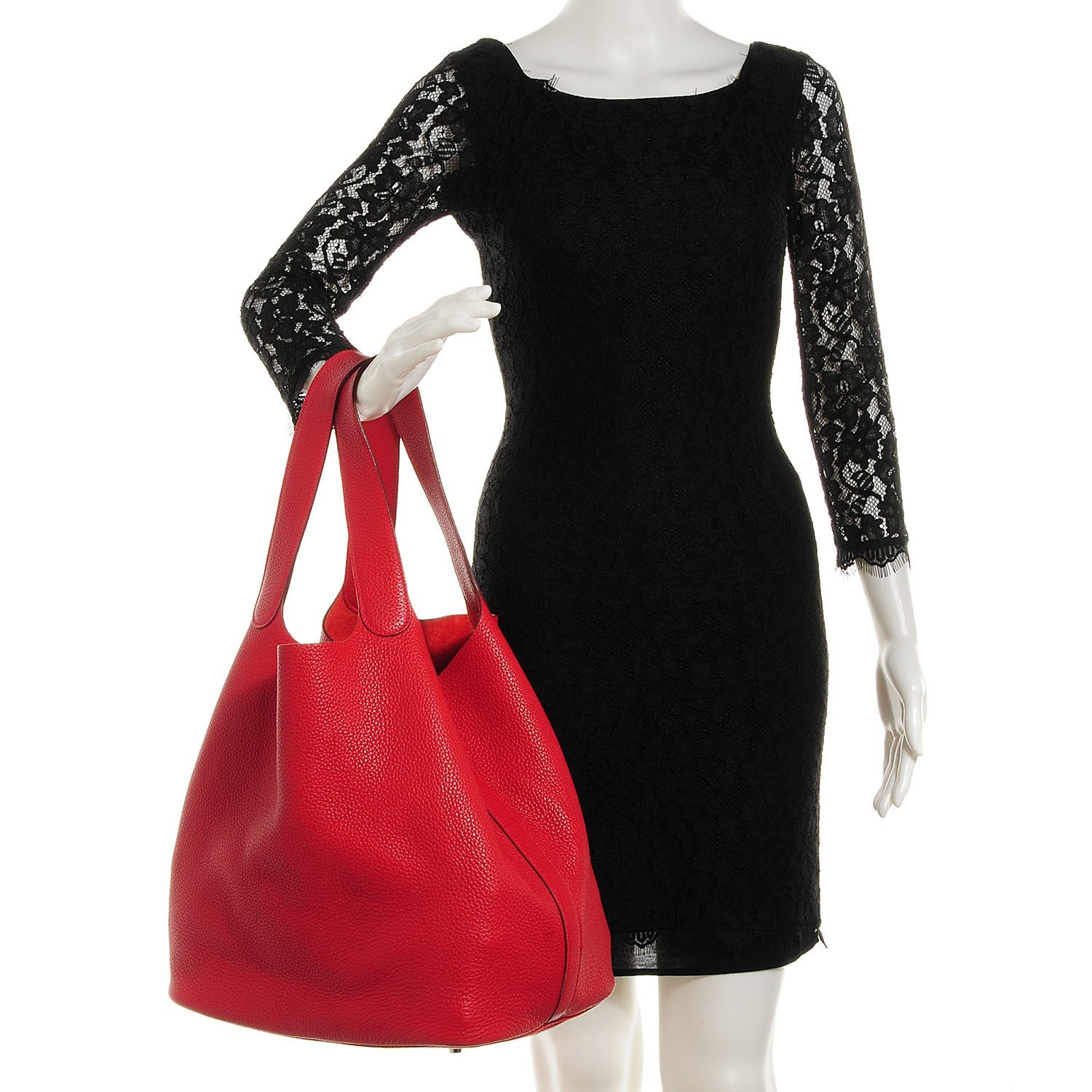 Hermes Taurillon Clemence Picotin Lock TGM Rouge Casaque 2 of 14