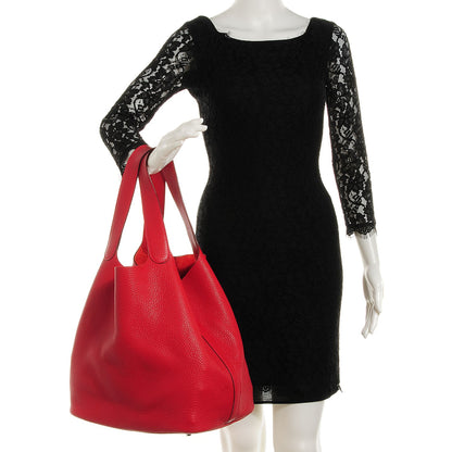 Hermes Taurillon Clemence Picotin Lock TGM Rouge Casaque 2 of 14