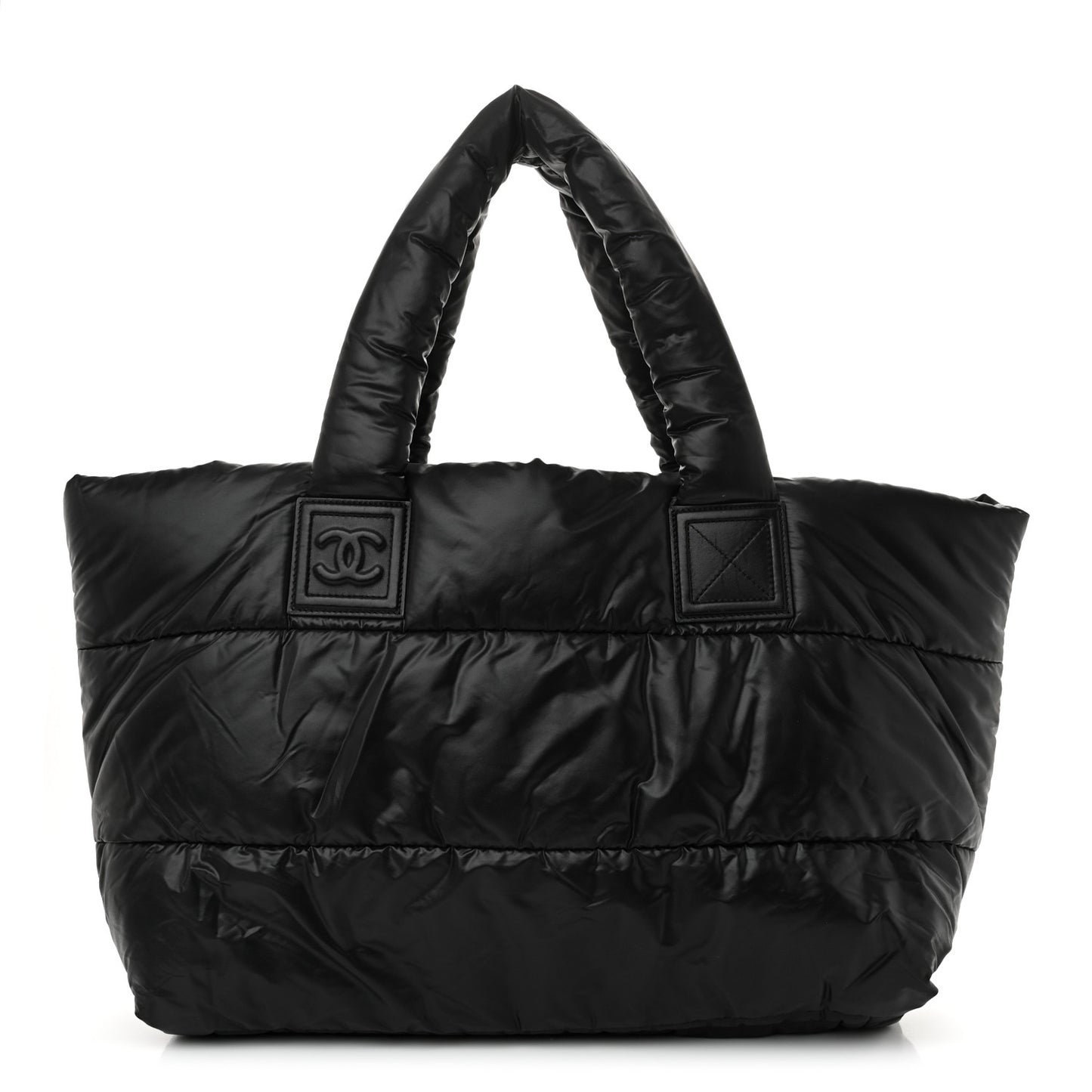 Lambskin Quilted Large Coco Cocoon Reversible Tote Black
