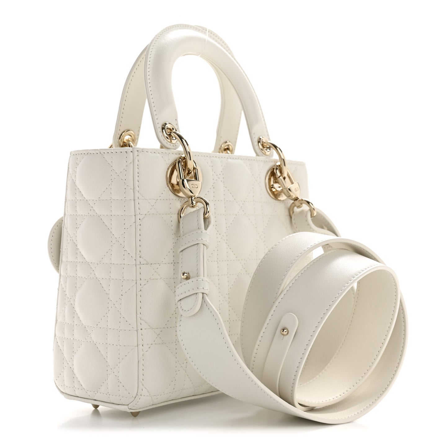 Lambskin Cannage Small Lady Dior White