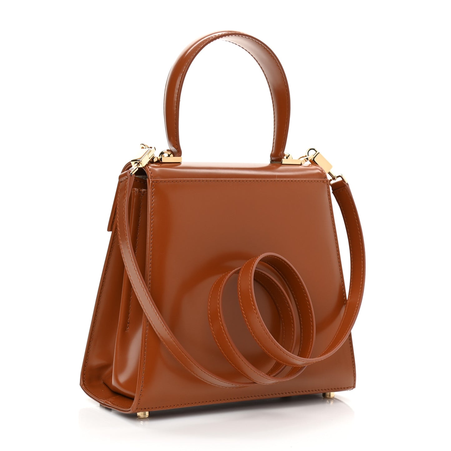 Brushed Off Calfskin Small Iconic Top Handle Cuoio