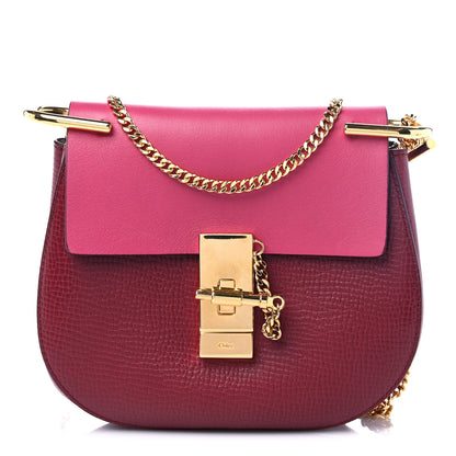 Chloe Grained Calfskin Lambskin Mini Bi-Color Drew Shoulder Bag Fuchsia Plum Purple 1 of 10