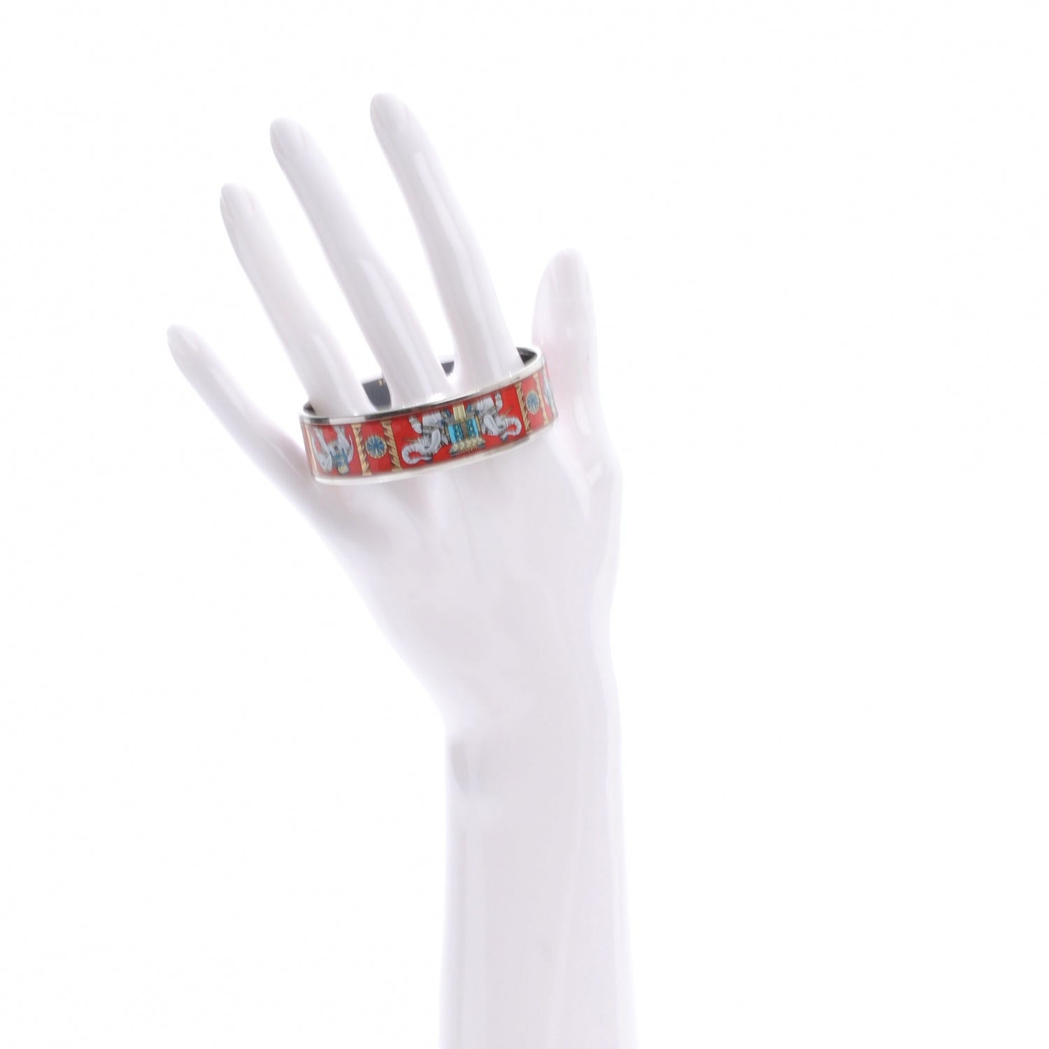 Hermes Enamel Printed Elephant Torana Wide Bracelet 65 2 of 5