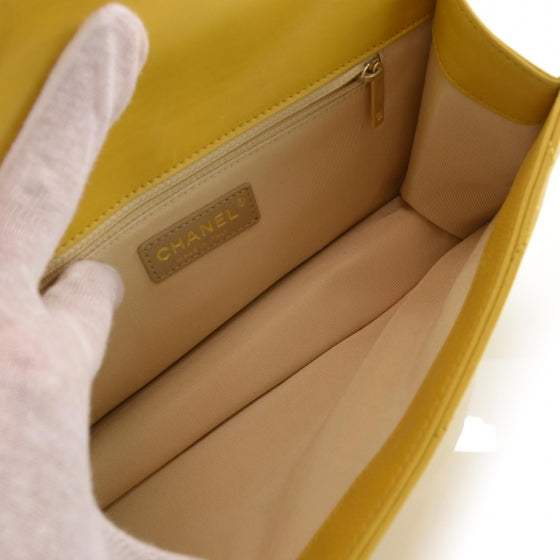 Calfskin Gabrielle Chevron Flap Yellow