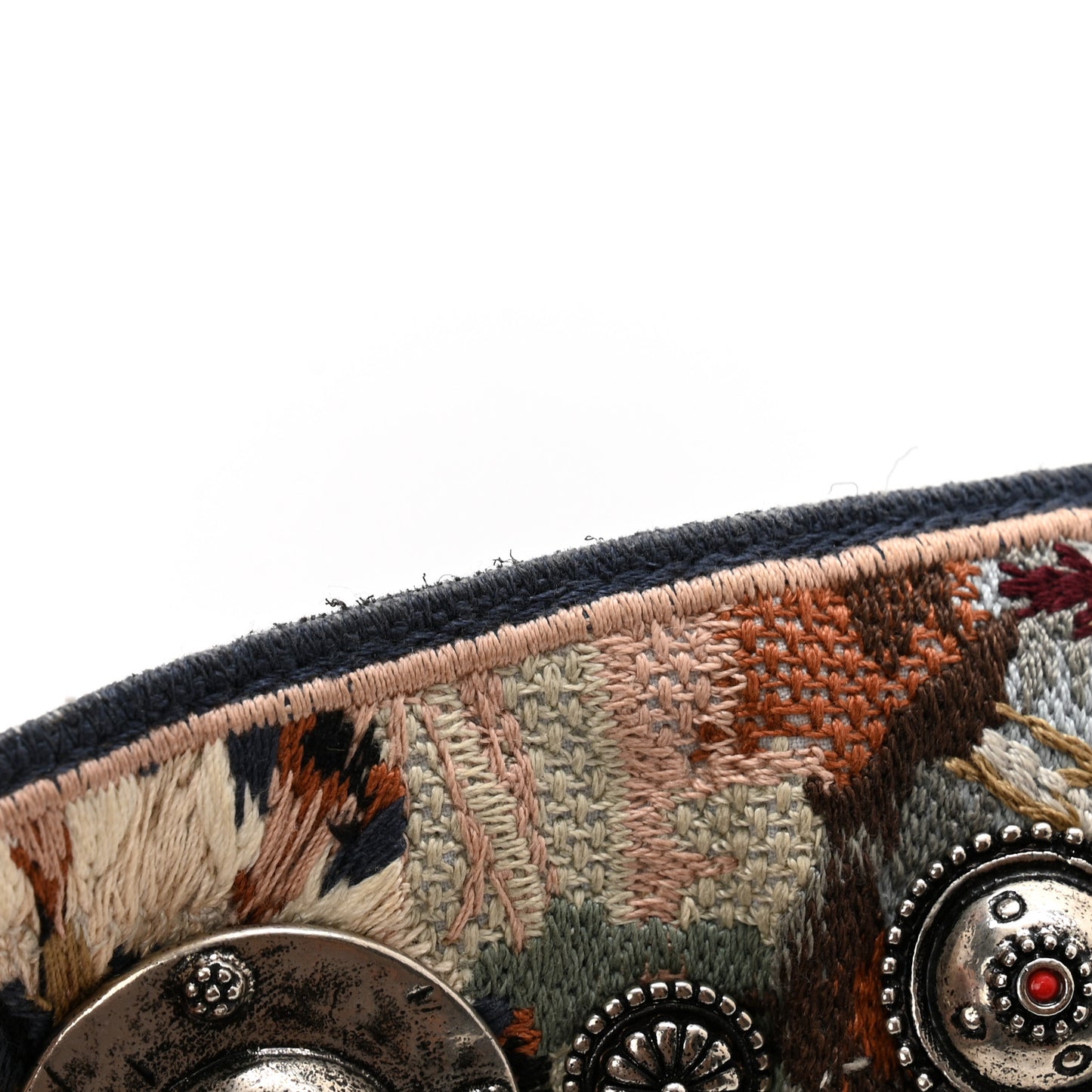 Canvas Embroidered Studded KaleiDiorscopic Shoulder Strap Multicolor