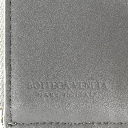 Bottega Veneta Metallic Patent Calfskin Maxi Intrecciato Cassette Tri-Fold Wallet Silver 6 of 7