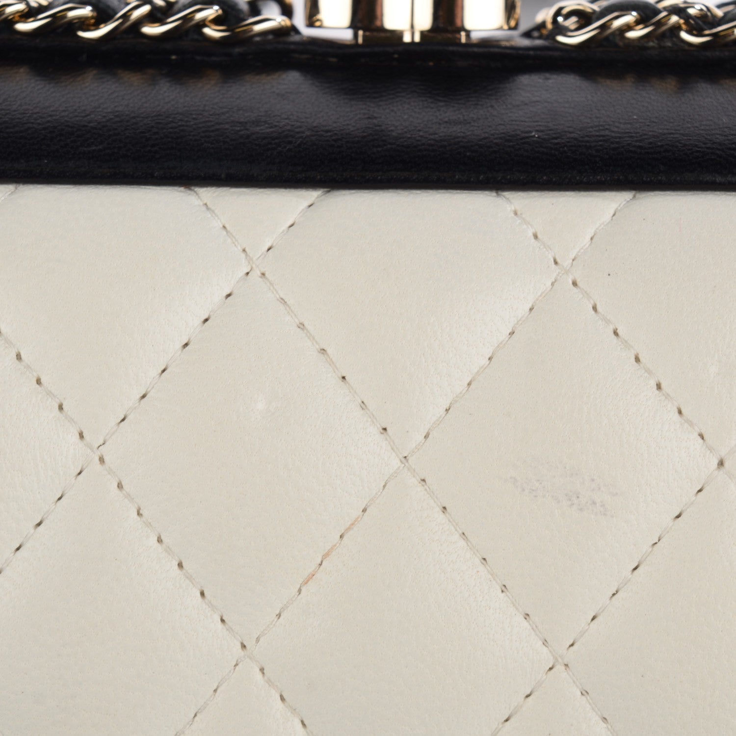 Chanel Lambskin Quilted Chain Around Clutch Black White 8 of 9