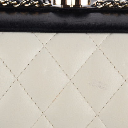 Chanel Lambskin Quilted Chain Around Clutch Black White 8 of 9