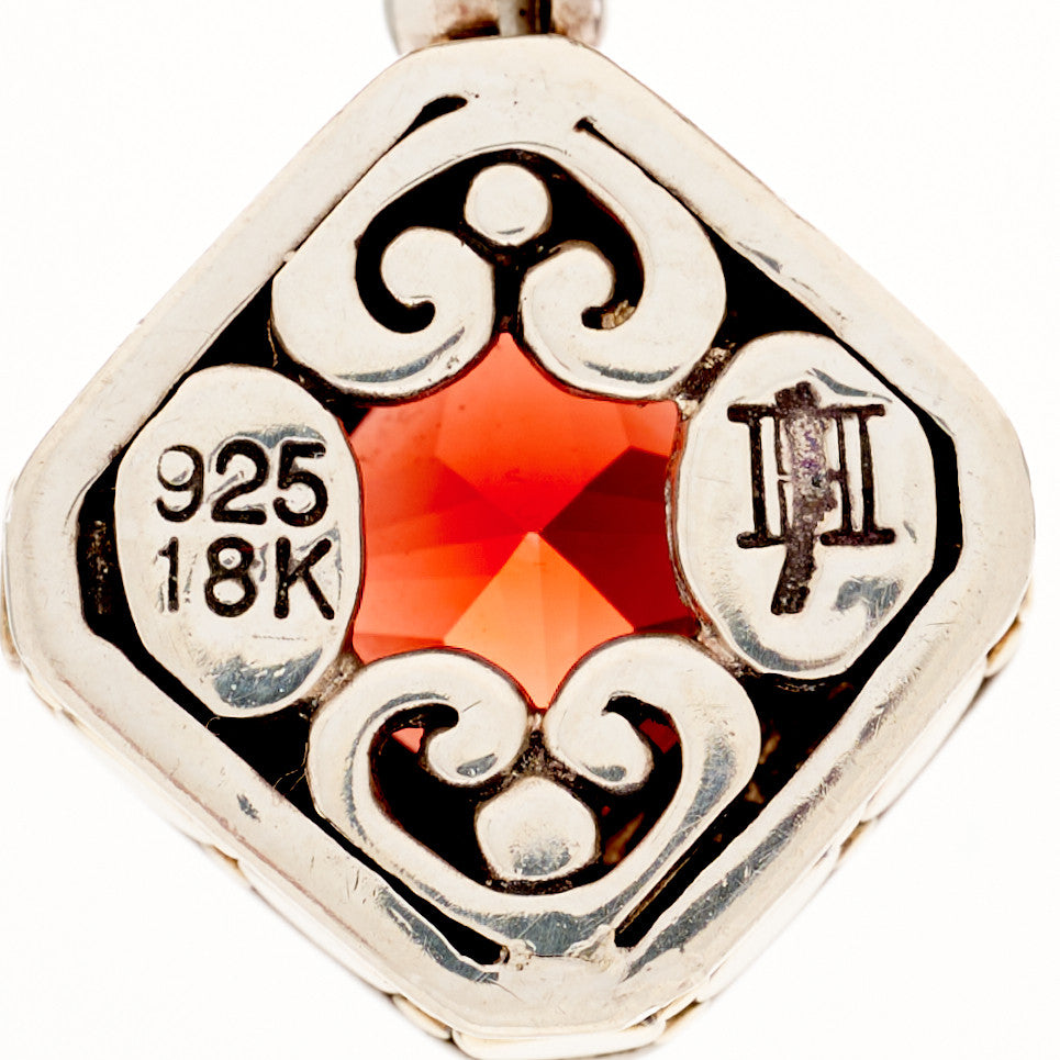 Sterling Silver 18K Yellow Gold Garnet Dot Enhancer Pendant