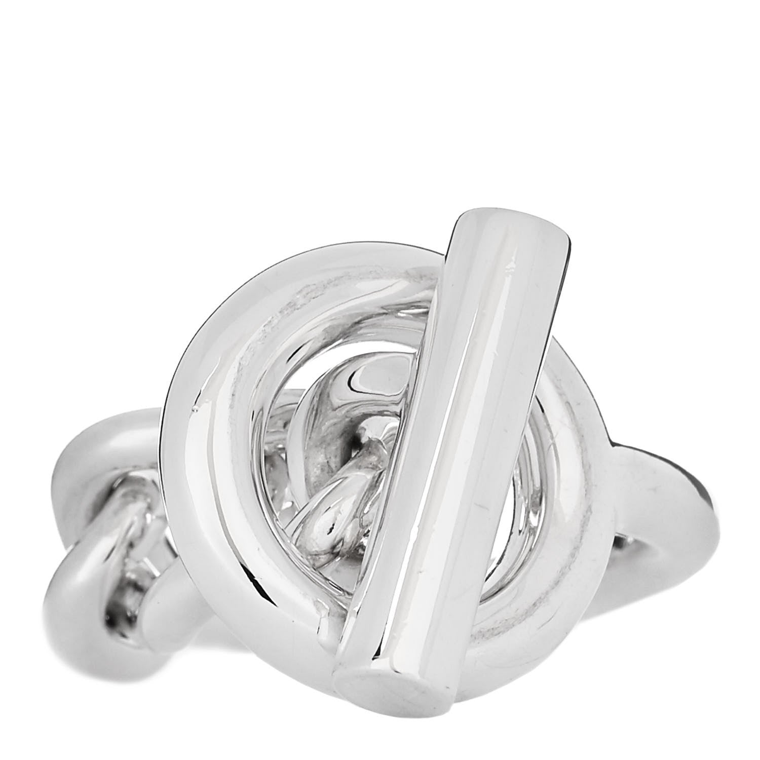 Hermes Sterling Silver GM Croisette Ring 54 6.75 1 of 5